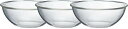 HARIO(ハリオ) 日本製 耐熱ガラス製 浅型 ボウル 2500ml BUONO kitchen MXPA-250-BK 3個セット クリア