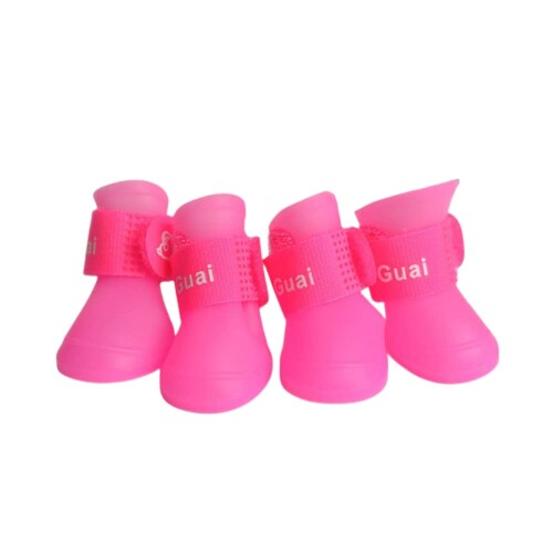 Socks - ペットレインシューズ 犬用 犬用ブーツ シューズ レインブーツ 防水 純色 かわいいスタイル ペット用 シリコーン ゴム PVC (L, スモークピンク)