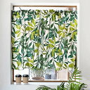 スタイルデコール(STYLE Decor) カフェカーテン 綿100% (幅142cm×丈72cm)スタンダードタイプ ボタニカルリーフ W3900830 ホワイト