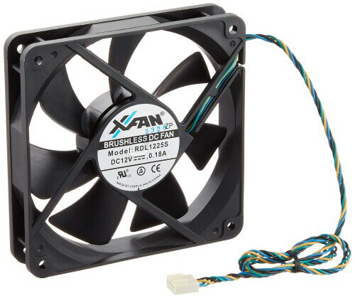X-Fan12cm角×25mmCPU用PWM(色/黒・リブ無) スリーブ、スピードセンサー付 800~1700rpm/34db ファンモータ RDL1225SBK-PWM