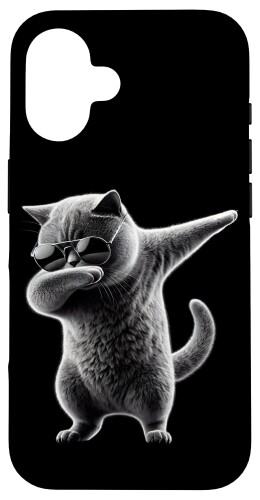 軽くたたくブリティッシュショートヘアの猫モチーフクールなペット軽くたたく Dab Dabbing British スマホケース iPhone 16 用