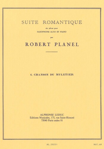 ウィットナー プラネル : 6つのロマンティック組曲 第六巻 ラバ引きの歌 (サクソフォン、ピアノ) ルデュック出版
