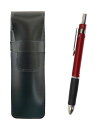 2個パック スリム牛革ペンケース黒 トライアングル3メカラバーセット 赤 T23-ASB-TR3M-R-2