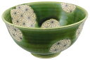 瀬戸焼 江風窯 飯碗 お茶碗 小 直径約10.5cm 織部 グリーン 麻ノ葉 日本製 027-0008