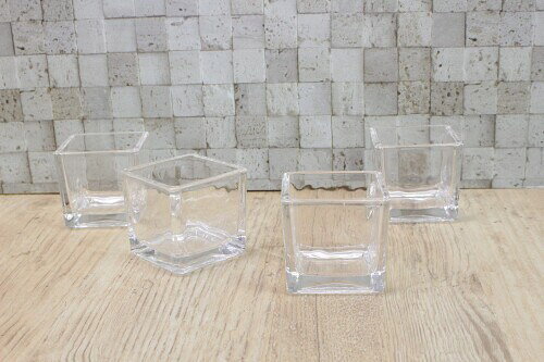 キャッスルエンタープライズ(Castle Enterprise) フラワーベース キャンドルホルダー ガラス ブロック S H5×W5×D5cm 4個入り