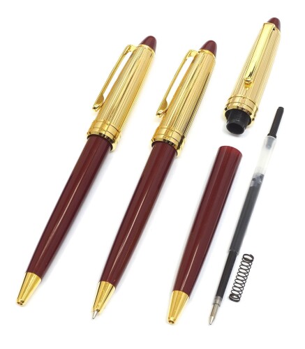 日本製シボ牛革ペントレイ青 ネオD-800ホリ金加工 レトロボールペンセット 赤 TRAL-800B-R mannishboy-23760748 マニッシュボーイ サンプル画像3