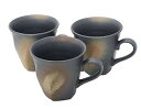 美濃焼 和風カフェシリーズ 荒けずりねじり コーヒー碗 黒彩色吹墨 3個セット