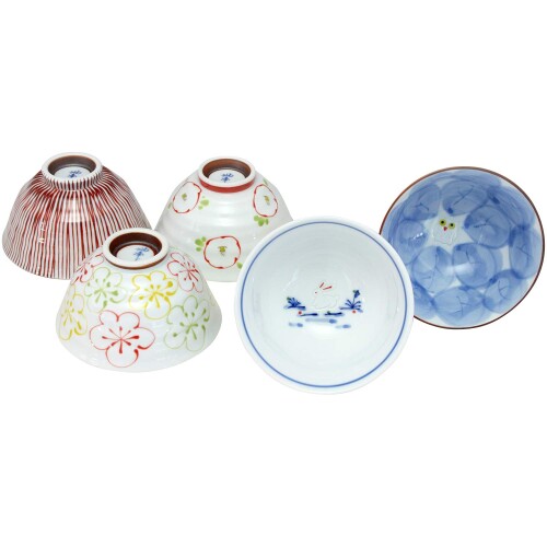 波佐見焼 福峰窯 絵変り (小) 5点セット 飯碗 52549