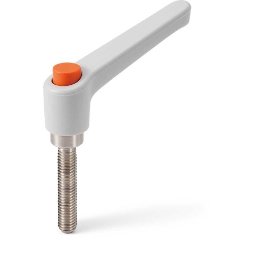 NBK 機械要素部品 プラクランプレバー(おねじ)操作ボタンつき LEMS-8-25-SG-COR (シルバー)