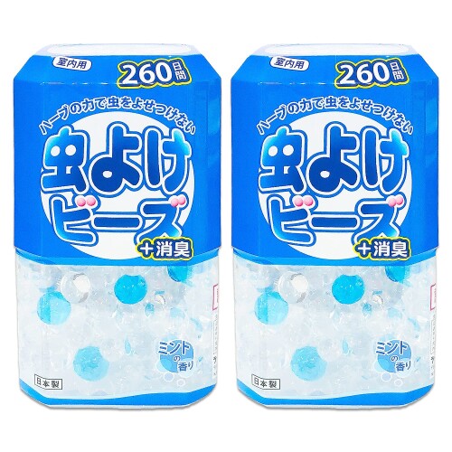 ハーブの虫よけビーズ + 消臭 ミントの香り ユーカリオイル使用 室内用 虫除け (260日用×2個セット) mannishboy-24509941 マニッシュボーイ パッケージ画像