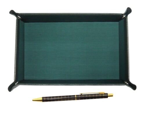 日本製モスグリーン牛革ペントレイ 標準サイズ金属ストレートノック・ダブルアルマイト加工黒格子ボールペンセット 黒 TRAMG-NQ25KB-B