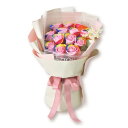 ポピー名古屋 ソープフラワー シャボンフラワー 造花 ギフト プレゼント ブーケ バラ 花束 約45cm ペーパーバッグ付き S-142 レインボー