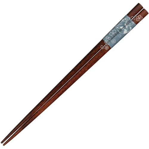 Rakuten - サンライフ 箸 食洗機対応 大人 長い 23cm じゃれね小桜 抗菌仕上げ 天然木 青 日本製 H-06602