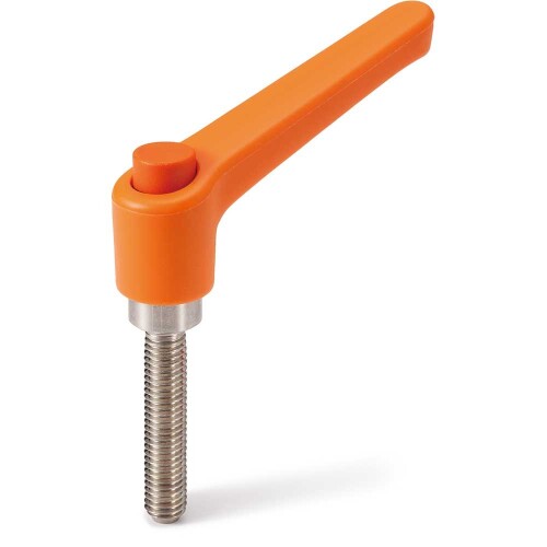 NBK 機械要素部品 プラクランプレバー(おねじ)操作ボタンつき LEMS-5-50-OR-COR (オレンジ)