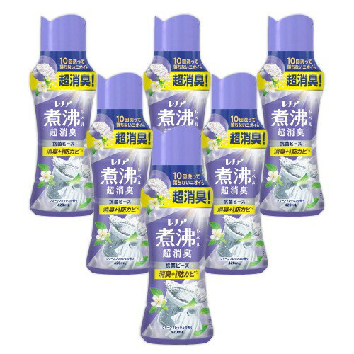 レノア 煮沸レベル超消臭 抗菌ビーズ 消臭＋洗濯槽の防カビ クリーンフレッシュの香り 本体 420mL×6本 (ケース品) 柔軟剤と一緒に使って効果長続き