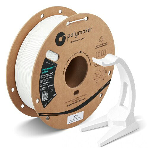 ポリメーカー(Polymaker)3Dプリンタ—用フィラメント Polymaker PETG 1.75mm径 1kg PolyLite PETG 1.75mm径 1kg巻 ホワイト 色:White 素材:PETG フィラメント径:1.75 mm(±0.05 mm) フィラメント重量:1 kg スプール径:20 cm / スプール穴径:5.5 cm / スプール厚:6 cm Polymaker PETGは、3Dプリンター用素材として既に人気を博しており、幅広く利用されている商品です。 Polymaker PETGは、硬くて強いPLAと、丈夫で耐衝撃性のあるABSのちょうど中間に位置する素材で、 安定したプリントが可能な為、Polymakerシリーズの中で一番コストパフォーマンスが高いフィラメントです。 特に、Polymaker PETG(transparent)は、透明なものをプリントできるという利点もあるため、日常的に使用し、 透明性を出したいものをプリントする際に適したオールラウンド素材です。 Polymaker PETGは、バランスの取れた機械的性質とプリントしやすさが共存した大変扱いやすい高品質PETGフィラメント (造形材料) です。 推奨プリント条件設定: ■ノズル温度: 230-240 [度] ■造形テーブル温度: 70-80 [度] ■プリント速度: 30-50 mm/s ■冷却ファン: 低速またはOFF その他の情報: ■軟化温度: ガラス転移温度 = 81 [度]、ビカット軟化温度 = 84 [度] ■フィラメントは乾燥剤入りの真空パック (再密封可) に入っていますので、開封後はフィラメントの吸湿を防ぐため密封して保管してください。 2022年12月より、リールを廃棄しやすく、環境にやさしい紙製のものに変えました。 商品コード20081735784商品名ポリメーカー(Polymaker)3Dプリンタ—用フィラメント Polymaker PETG 1.75mm径 1kg PolyLite PETG 1.75mm径 1kg巻 ホワイト型番PB05002サイズNew Formulaカラーホワイト※他モールでも併売しているため、タイミングによって在庫切れの可能性がございます。その際は、別途ご連絡させていただきます。※他モールでも併売しているため、タイミングによって在庫切れの可能性がございます。その際は、別途ご連絡させていただきます。