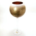 イタリア製 ナポリ ガラス 花器 ゴールド リーフ 豪華 金箔 モダン ワイングラス 花瓶 デザイン コンポート ボウル 金 装飾 アート オブジェ フラワーベース anc-82