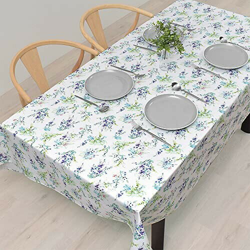 テーブルクロス 綿100％ おしゃれ 長方形 北欧 142×210cm スタンダード 花柄 ボタニカル ブルー スタイルデコール W4700720