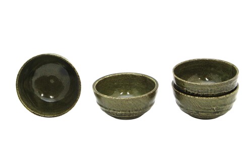 グラススクエア 美濃焼 和風カフェシリーズ 古代 小鉢(小)織部 4個セット