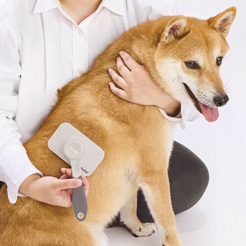 ペティオ (Petio) 犬猫用 FIXCARE 掃除がしやすいボタン式 回転スリッカーブラシ M