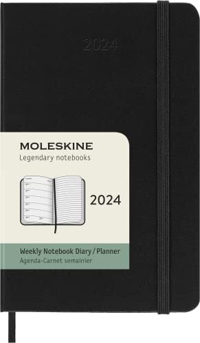 モレスキン(Moleskine) 手帳 2024 年 1月始まり 12カ月 ウィークリー ダイアリー ハードカバー ポケットサイズ(横9cm×縦14cm) ブラック DHB12WN2Y24