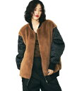 (アルファインダストリーズ) レディース フェイクファー MA-1 キルトジャケット TA7185 TA7185-012 BLACK/BROWN