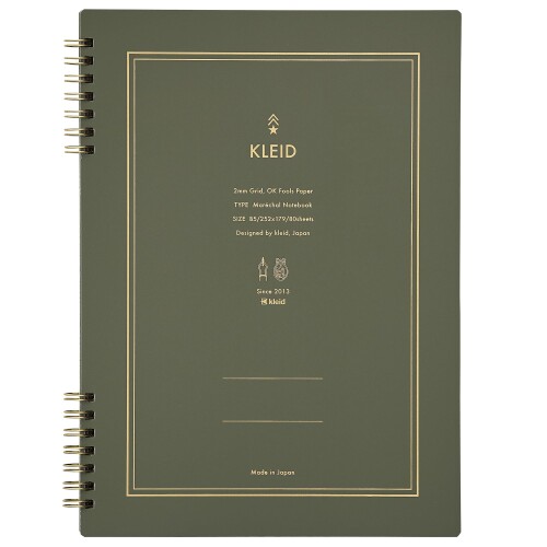 kleid ノート リングノート マレシャルノートブック オリーブ B5 2mm方眼 7200-02