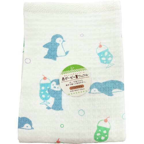林(Hayashi) バスタオル 約60×120cm ガーゼワッフル スナッピー ペンギン BP523700 素材・材質 : 綿100% 32番双糸使用 片面ガーゼワッフル織 顔料プリント 表はガーゼ、裏はワッフル織のタオルです。ガーゼのサラッとした心地よさと、ワッフルのやわらかさをあわせもったやさしい肌ざわりのタオルです。 乾きやすく、程よい使いやすさの厚みが夏にピッタリのタオルです。 表はガーゼ、裏はワッフル織のタオルです。ガーゼのサラッとした心地よさと、ワッフルのやわらかさをあわせもったやさしい肌ざわりのタオルです。 商品コード20082091900商品名林(Hayashi) バスタオル 約60&times;120cm ガーゼワッフル スナッピー ペンギン BP523700型番BP523700サイズ約60&times;120cmカラーペンギン※他モールでも併売しているため、タイミングによって在庫切れの可能性がございます。その際は、別途ご連絡させていただきます。※他モールでも併売しているため、タイミングによって在庫切れの可能性がございます。その際は、別途ご連絡させていただきます。