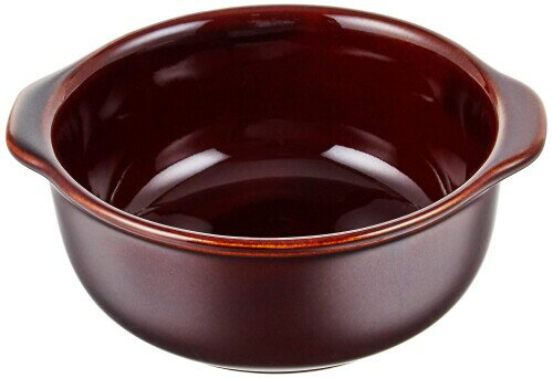 三陶(Santo)萬古焼 オーブン対応 耐熱 モノトーン スープ 皿 ブラウン 直径約13cm オニオングラタンスープ 食器 陶器 電子レンジ可 日本製 06284