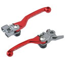 ジータレーシング(ZETA RACING) KTM SX/EXC/XC,HQV TC/FC/TE/FE/TX/FX,GASGAS MC/EX ピボットレバーセットFP 3フィンガー レッド 前方可倒式 レバー位置無段階調整 鍛造 高強度アルミ合金 F5085(旧品番:ZE44-412