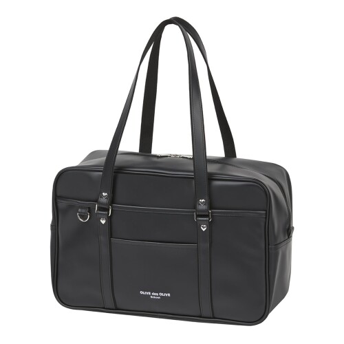 オリーブ デ オリーブ スクール スクールバッグ 合皮 19L タブレットPC収納 A4対応 女子 中学生 高校生 通学バッグ スクバ 肩掛け 黒 パープル刺繍 おしゃれ 大容量 自立 軽量 入学祝い JK