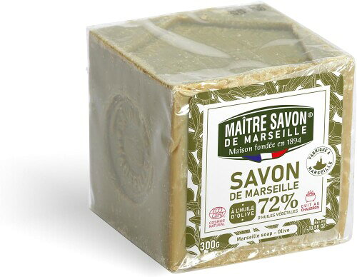 Maitre Savon de Marseille(メートル・サボン・ド・マルセイユ) サボン・ド・マルセイユ オリーブ 300g, 無添加石鹸, オリーブ石鹸, ECOCERT認証, 伝統的な刻印, お肌と環境にやさしい