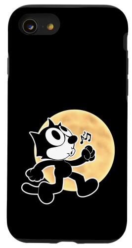 Felix Cartoon Whistling Music Notes Walking in Moonlight スマホケース iPhone SE (2020) / 7 / 8 用