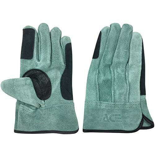(ACE) 作業手袋 AAグレード 牛床革手袋 黒アテ付 オイル加工 Mサイズ AG4515 鉄筋