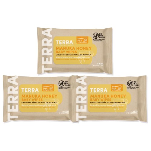 TERRA(テラ) お尻拭き 10枚×3個 (30枚) 厚手 携帯用 赤ちゃん ベビー 水分たっぷり 破れにくい 手口ふき 無添加 蓋付 極厚 Baby wipes Manuka Honey TERRA(テラ) お尻拭き 10枚×3個 (30枚) 厚手 携帯用 赤ちゃん ベビー 水分たっぷり 破れにくい 手口ふき 無添加 蓋付 極厚 Baby wipes Manuka Honey