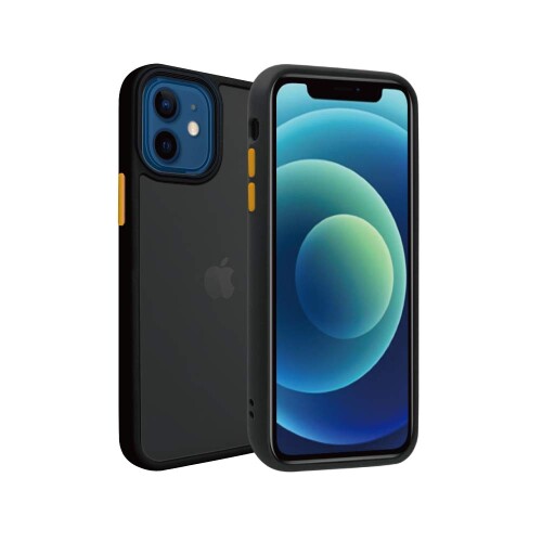 シズカウィル iPhone12 mini アクティブハイブリッド ケース カバー 米軍MIL規格準拠 ストラップ付 スマホケース Black色