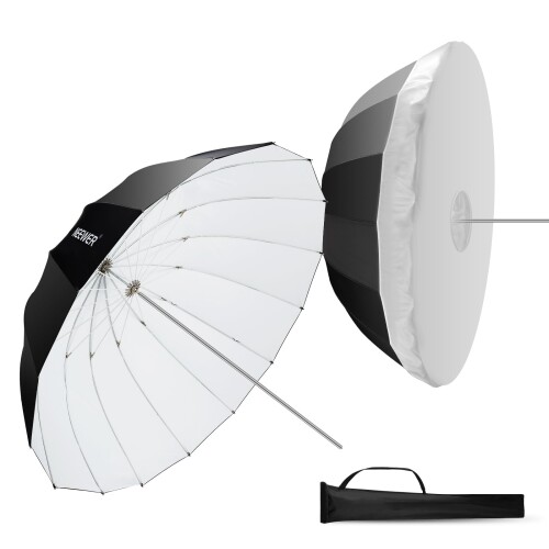 NEEWER NS2U 130cm パラボラ反射アンブレラ ホワイトインナー 【51"/130cm黒/白パラボラ反射アンブレラ】51"/130cmパラボラアンブレラソフトボックスは黒/銀バージョンよりもソフトで均一な拡散光効果を提供し、忠実な色描写のためにニュートラルな色温度を保ちます。集合写真や広大な風景写真に最適です。放物線を描くようなデザインで、より広い範囲に光を届けます。 【取り外し可能なソフトライトディフューザー】白いディフューザーは厳しい光源を柔らかく拡散し、より美しく自然な外観にします。タッチファスナーで着脱でき、セットアップが簡単です。 【傘のように素早く折りたたみ&広げる】本物の傘のように簡単に開閉でき、使わないときは付属の収納バッグに折りたたんで収納できます。ポートレート、商品撮影、YouTube動画、TikTok動画、映画撮影、生放送、ビデオ会議、オンライン指導などに最適です。 【ハンドル内蔵】内蔵ハンドルにより、ライトスタンド、連続ライト、またはアンブレラ穴付きの取り付けブラケットに簡単に取り付けることができ、コンパチブル NEEWER Q4 Vision 4 CB200B RGB CB60 MS60B MS60C MS150B S101-300W PRO/400W Proフラッシュストロボスタジオライトと連続ライト。コンパチブル Godox ML60Bi SL60w、コンパチブル Aputure 120D 60D、コンパチブル Amaran 100x 150c 600dなど。 【頑丈で耐久】ナイロンブラックの外装とPVCホワイトの内装は長持ちするように丈夫に作られています。16本の高弾性リブは何万回ものプレスに耐え、変形することなく非の打ちどころのない放物線を描き、高温などの厳しい気象条件にも耐える耐熱性を備えています。 商品コード20081676192商品名NEEWER NS2U 130cm パラボラ反射アンブレラ ホワイトインナー型番10103470サイズ51"カラーホワイト※他モールでも併売しているため、タイミングによって在庫切れの可能性がございます。その際は、別途ご連絡させていただきます。※他モールでも併売しているため、タイミングによって在庫切れの可能性がございます。その際は、別途ご連絡させていただきます。