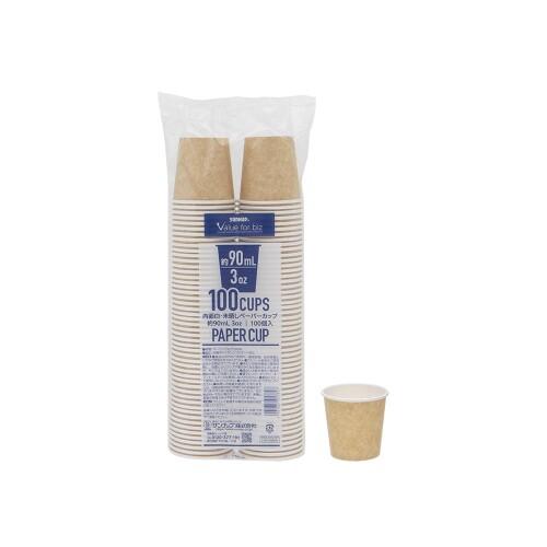 サンナップ 紙コップ 90ml 3oz 100個 内面白未晒し 耐熱 耐漏 試食 試飲 C90100MW