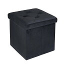 VECELO 収納スツール オットマン 収納ボックス 幅38*奥行き38*高さ38CM 耐荷重120kg 多機能 折り畳み可能 踏み台 足置き リビング/玄関/寝室適用 おもちゃ箱 洋服収納 化粧品収納ボックス ブラ