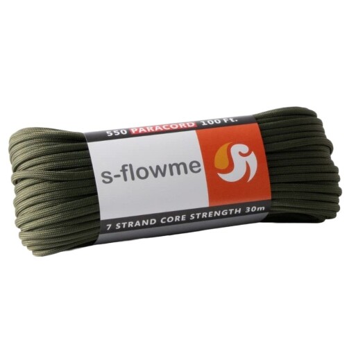 スフローム(s-flowme) パラコード 7芯 4mm x 30m 全60色 耐荷重 250kg クラフト パラコード アクセサリー アウトドア キャンプ テント タープ 用固定用紐 ガイロープ ロープ A25 オリーブグリーン スフローム(s-flowme)のCamoPara(カモパラ)は汎用性が高いポリエステル製4mm 16芯を採用したパラコードです。 優れた耐久性と柔軟性があり、テントやタープの設営時のガイロープとしてはもちろん、パラコードブレスレッドなどアクセサリーの制作にも最適です。 素材は紫外線に強く水にも強いポリエステル製。水を吸いにくい性質のため雨天でのキャンプにはもちろん、野営、狩猟、カヌー、ハイキング、防災アイテムとしても最適です。 【商品詳細】サイズ:4mm x 30m　内芯:7芯　重量:約270g　材質:ポリエステル　耐荷重:約227kg ※使用制限(登山・クライミングなど加速度的に荷重のかかるご使用はできません) 説明 優れた耐久性と柔軟性があり、テントやタープの設営時のガイロープとしてはもちろん、パラコードブレスレッドなどアクセサリーの制作にも最適です。素材は紫外線に強く水にも強いポリエステル製。水を吸いにくい性質のため雨天でのキャンプにはもちろん、野営、狩猟、カヌー、ハイキング、防災アイテムとしても最適です。 商品コード20064037947商品名スフローム(s-flowme) パラコード 7芯 4mm x 30m 全60色 耐荷重 250kg クラフト パラコード アクセサリー アウトドア キャンプ テント タープ 用固定用紐 ガイロープ ロープ A25 オリーブグリーン型番sf-paracord550-7サイズ4mmx30mカラーA25 オリーブグリーン※他モールでも併売しているため、タイミングによって在庫切れの可能性がございます。その際は、別途ご連絡させていただきます。※他モールでも併売しているため、タイミングによって在庫切れの可能性がございます。その際は、別途ご連絡させていただきます。