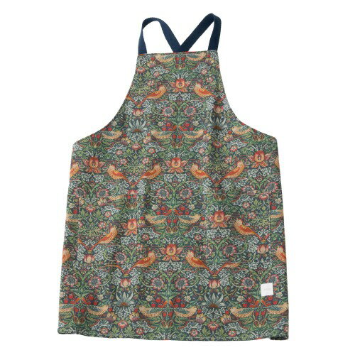 (ジュビリー) キャンバスエプロン ウィリアムモリス柄 コットン100% 肩紐 バッククロス型