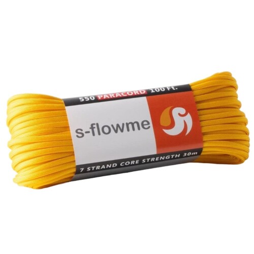 スフローム(s-flowme) パラコード 7芯 4mm x 30m 全60色 耐荷重 250kg クラフト パラコード アクセサリー アウトドア キャンプ テント タープ 用固定用紐 ガイロープ ロープ A26 ブライトイエロー