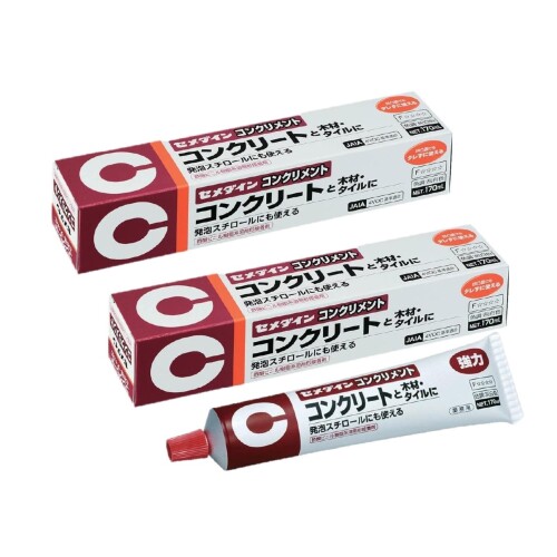 セメダイン(Cemedine) コンクリメント コンクリート 木材 タイル 発泡スチロール用 接着剤 170ml CA-133 2本セット 柔らかいペースト状で垂直面でも垂れない 充てん効果があり凹凸面に使える コンクリート面への木材やタイルの接着に最適 ■コンクリート、モルタル面への木、陶磁器タイル、硬質塩化ビニル、発泡スチロールの接着 ■内装工事用 コンクリート、木、陶磁器、硬質塩化ビニル、発泡スチロールなど ポリエチレン、ポリプロピレン、フッ素樹脂、ナイロン、軟質塩化ビニル、ゴムなど 商品コード20075171953商品名セメダイン(Cemedine) コンクリメント コンクリート 木材 タイル 発泡スチロール用 接着剤 170ml CA-133 2本セット型番CA-133サイズ170mlカラーグレー※他モールでも併売しているため、タイミングによって在庫切れの可能性がございます。その際は、別途ご連絡させていただきます。※他モールでも併売しているため、タイミングによって在庫切れの可能性がございます。その際は、別途ご連絡させていただきます。
