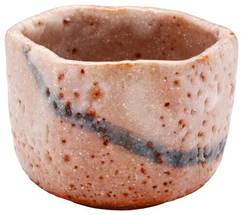 美濃焼 林亮次 六角 ぐい呑み おちょこ 盃 容量約40ml 紅志野 陶器 (木箱入) 日本製 138-0053