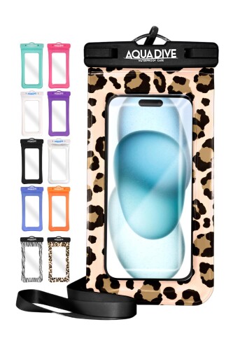シズカウィル AQUADIVE アクアダイブ スマホ 防水ケース スマホケース スマホ保護 6.8インチ対応 水中 撮影 Face ID対応 エアなし 1個入り レオパード