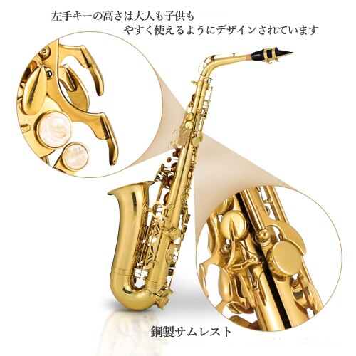 Eastar アルトサックス E♭ Saxophone ゴールドラッカー サクソフォン ケース付き ...
