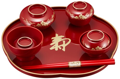 アイプラス お食い初めお祝膳 総朱 松竹梅 男の子(1セット)