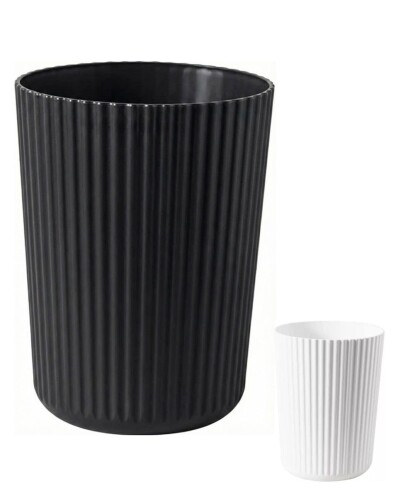 ［パノス］ ゴミ箱 おしゃれ 小さい リビング ふたなし 丸型 北欧 日本発祥ブランド/ダストボックス stripe trash can Mサイズ 7L ブラック