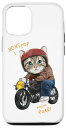 iPhone 12/12 Pro 猫 バイク オートバイ おもしろ ねこ ライダース バイカー 面白い ネコ スマホケース