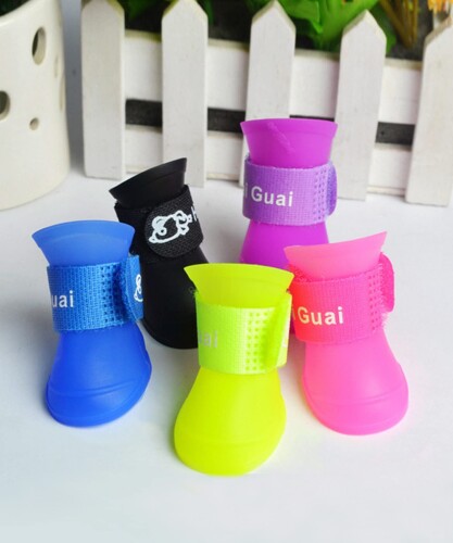 マニッシュボーイのペットレインシューズ 犬用 犬用ブーツ シューズ レインブーツ 防水 純色 かわいいスタイル ペット用 シリコーン ゴム PVC (XL, ブラック)｜アングル3